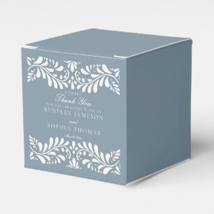 Dusty Blue Talavera Tile Style Fiesta Wedding Geschenkschachtel