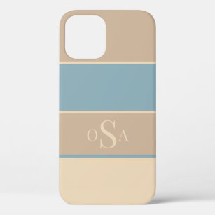 Dusty Blue Tan Monogram Abstrakt Modern Simple Case-Mate iPhone Hülle