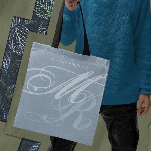 Dusty Blue Tasche Oversibles Monogramm