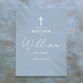 Dusty Blue Taufe Christening Willkommenszeichen Poster