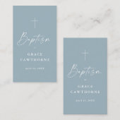 Dusty Blue Taufe Gefallen Tag (Vorne/Hinten)