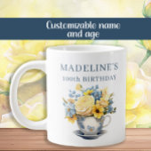 Dusty Blue Teacup Gelbe Blumen Jumbo-Tasse