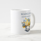 Dusty Blue Teacup Gelbe Blumen Jumbo-Tasse (Vorderseite Rechts)