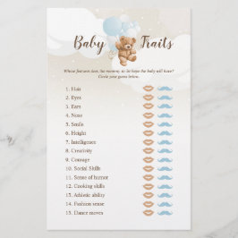 Dusty Blue Teddy Bear Baby Tracks Game Flyer