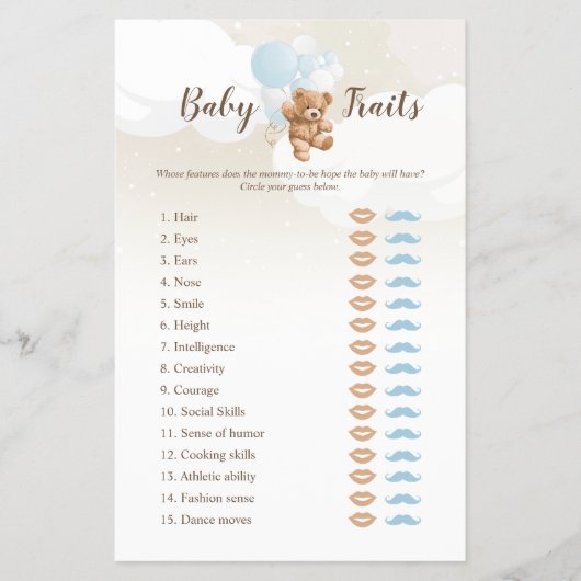 Dusty Blue Teddy Bear Baby Tracks Game Flyer (Vorne)