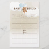 Dusty Blue Teddy Bear BINGO Baby Showspiele Flyer (Vorne)