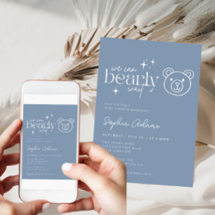 Dusty Blue Teddy Bear kann frühes Abwarten Babydus Einladung