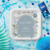 Dusty Blue Tee Party Baby in Bloom Baby Dusche Pappteller (Party)