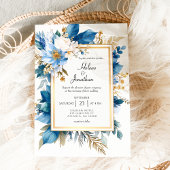 Dusty Blue Terracotta Boho Chic Elegant Wedding Einladung