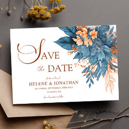 Dusty Blue Terracotta Boho Hochzeitsreise mit dem Save The Date