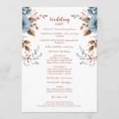 Dusty Blue Terracotta Floral Boho Hochzeit Programm (Rückseite)