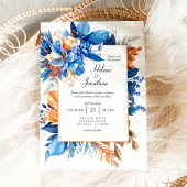 Dusty Blue Terracotta Rust Boho Elegant Wedding Einladung