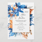 Dusty Blue Terracotta Rust Boho Elegant Wedding Einladung (Vorderseite)