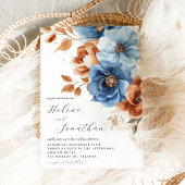 Dusty Blue Terracotta Rust Elegante Hochzeit auf d Einladung