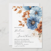 Dusty Blue Terracotta Rust Elegante Hochzeit auf d Einladung (Vorderseite)