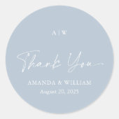 Dusty Blue Thank You Wedding Sticker (Vorderseite)