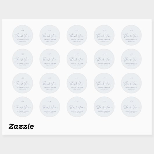 Dusty Blue Thank You Wedding Sticker (Blatt)