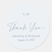 Dusty Blue Thank You Wedding Sticker (Vorderseite)