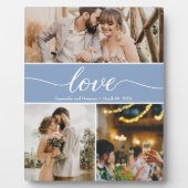 Dusty Blue Thankful Wedding Foto Collage Fotoplatte (Vorderseite)