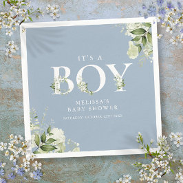 Dusty Blue The a Boy Greenerity Letter Baby Dusche Serviette
