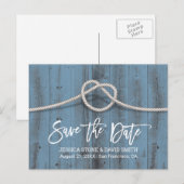 Dusty Blue The Knot Wedding Save the Date Ankündigungspostkarte (Vorne/Hinten)