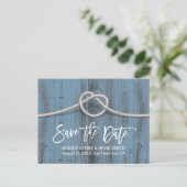 Dusty Blue The Knot Wedding Save the Date Ankündigungspostkarte (Stehend Vorderseite)