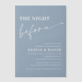 Dusty Blue The Night Before Probe Dinner Pergament Einladungen (Vorderseite)