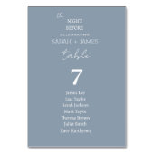 Dusty Blue the Night Before Wedding Seating Chart Tischnummer (Rückseite)