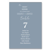 Dusty Blue the Night Before Wedding Seating Chart Tischnummer (Vorderseite)