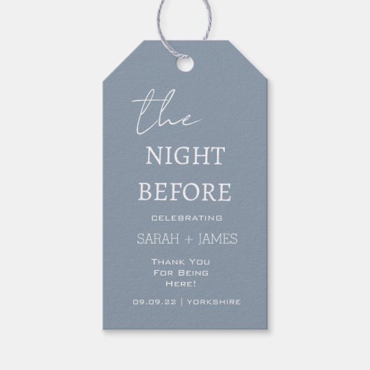 Dusty Blue the Night Before Wedding Vielen Dank Geschenkanhänger (Vorderseite)