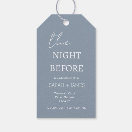 Dusty Blue the Night Before Wedding Vielen Dank Geschenkanhänger (Vorderseite)