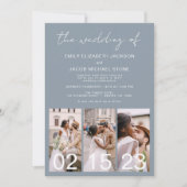 Dusty Blue The Wedding of Calligraphy QR-Code Einladung (Vorderseite)