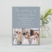 Dusty Blue The Wedding of Calligraphy QR-Code Einladung (Stehend Vorderseite)