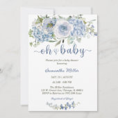 Dusty Blue Themed Baby Showvorlage Einladung (Vorderseite)