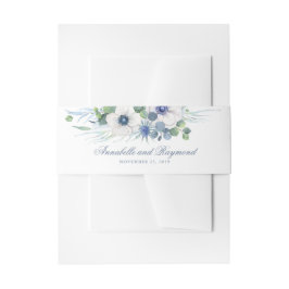 Dusty Blue Thistle und Anemone Floral Wedding Einladungsbanderole