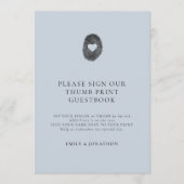 Dusty Blue Thumbprint Gästebuchskarte Einladung (Vorderseite)