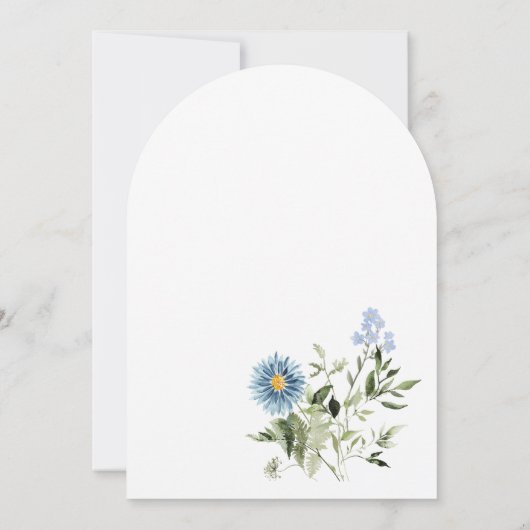 Dusty Blue Time for Tea Boho Baby Shooter Einladung (Rückseite)