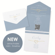Dusty Blue Timeline All In One Wedding Invitation