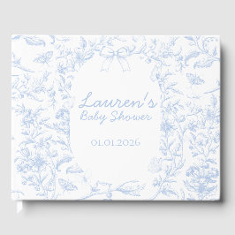 Dusty Blue Toile Boy Baby Dusche Gästebuch
