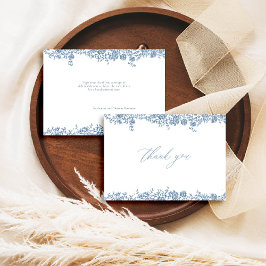 Dusty Blue Toile Französische Rose Klassische Hoch Dankeskarte