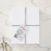 Dusty Blue Toile Hot Air Ballon Bär Vielen Dank Geschenkanhänger (Mit Garn)