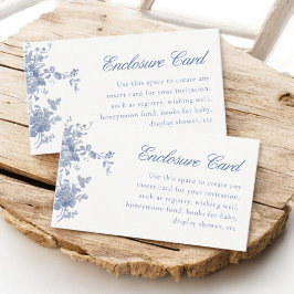 Dusty Blue Toile Vintage Blume Begleitkarte