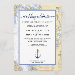 Dusty Blue Traditional Nautical Event / Hochzeit Einladung