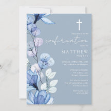 Dusty Blue Transparent Floral Confirmation