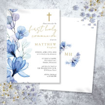 Dusty Blue Transparent Floral First Holy Communion