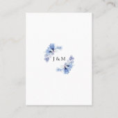 Dusty Blue Transparent Floral Wedding Vielen Dank Platzkarte (Rückseite)