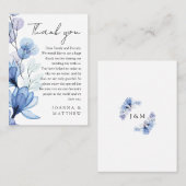 Dusty Blue Transparent Floral Wedding Vielen Dank Platzkarte (Vorne/Hinten)