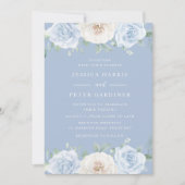 Dusty Blue Trending Floral Spring Wedding Einladung (Vorderseite)