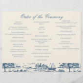 Dusty Blue Tri-Fold Wedding Program Flyer (Vorne)