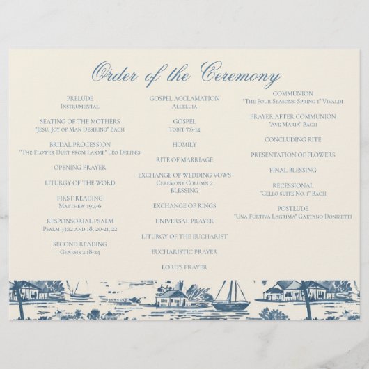 Dusty Blue Tri-Fold Wedding Program Flyer (Vorne)